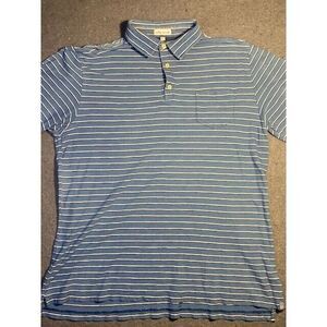 PETER MILLAR POLO mens shirt LARGE striped blue/white GOLF short‎ sleeve